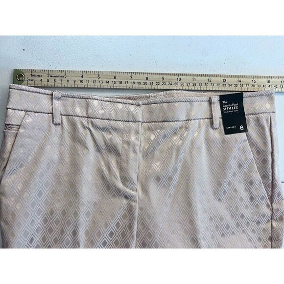 New York‎ And Company Crosby Pant Slim Leg Stretch Size 6 Shiny Gold NWT - Picture 8 of 10